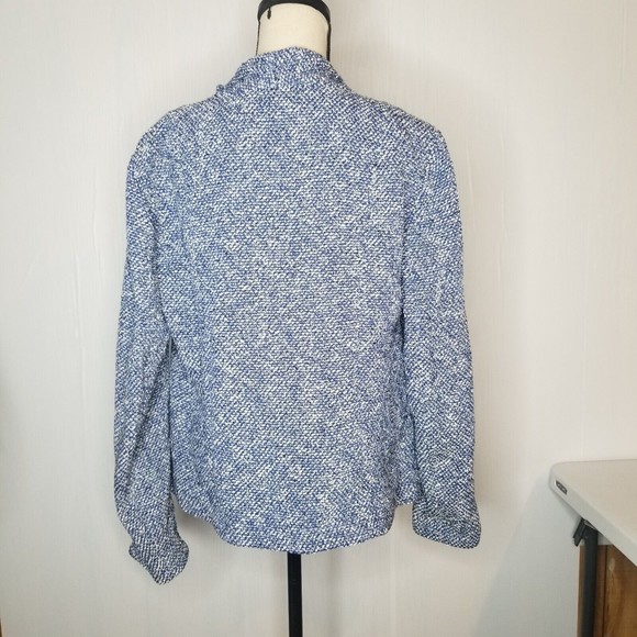 TALBOTS  Women's BLUE & WHITE TWEED JACKET Size Large - Picture 5 of 12